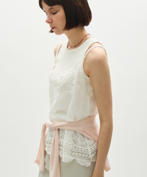 full/fill.（フルフィル）の「natural embroidery lace cami / ナチュラルエンブロイダリーレースキャミ（キャミソール・レディース・アイボリー/ホワイト・FREE）」の6枚目の写真