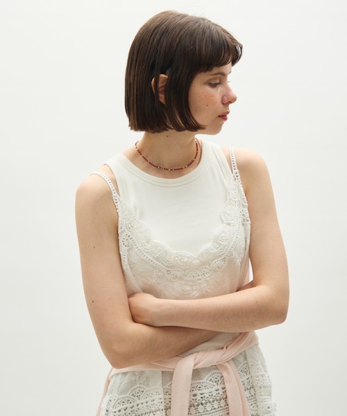 full/fill.（フルフィル）の「natural embroidery lace cami / ナチュラルエンブロイダリーレースキャミ（キャミソール・レディース・アイボリー/ホワイト・FREE）」の4枚目の写真