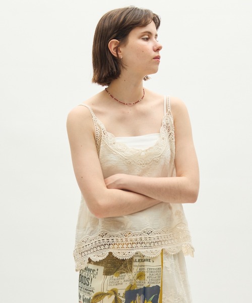 full/fill.（フルフィル）の「natural embroidery lace cami / ナチュラルエンブロイダリーレースキャミ（キャミソール・レディース・アイボリー/ホワイト・FREE）」の21枚目の写真