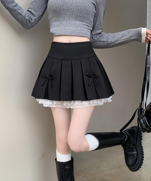 c.u.l(シーユーエル)の「フリル リボン インナーパンツ付き プリーツミニスカート culw920(スカート・レディース・ライトグレー/ブラック/ダークグレー・M/S)」の13枚目の写真
