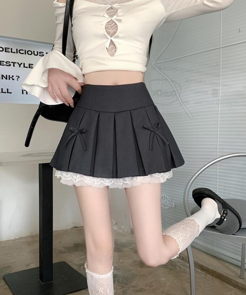 c.u.l(シーユーエル)の「フリル リボン インナーパンツ付き プリーツミニスカート culw920(スカート・レディース・ライトグレー/ブラック/ダークグレー・M/S)」の16枚目の写真