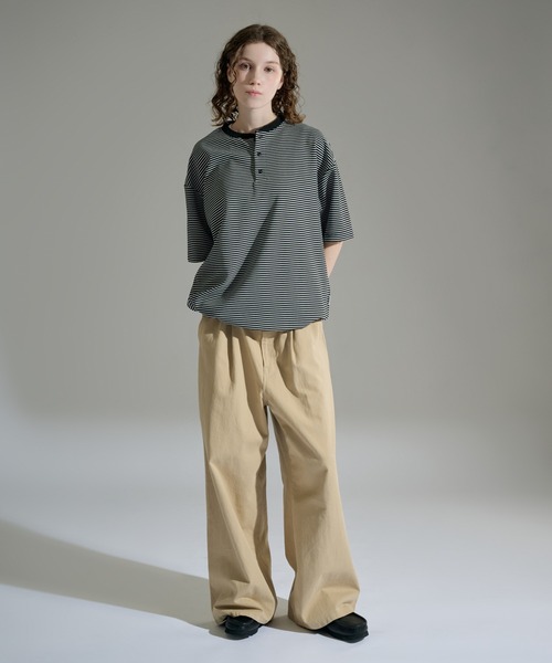 WETTEMPT(ウィテンプト)の「HENLEY NECK BORDER S/S TEE / ヘンリーネックボーダー S/S T(Tシャツ/カットソー・メンズ・ブラック/ブラック系2/オフホワイト・LARGE/MEDIUM/SMALL)」の5枚目の写真