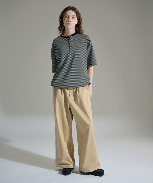 WETTEMPT(ウィテンプト)の「HENLEY NECK BORDER S/S TEE / ヘンリーネックボーダー S/S T(Tシャツ/カットソー・メンズ・ブラック/ブラック系2/オフホワイト・LARGE/MEDIUM/SMALL)」の8枚目の写真