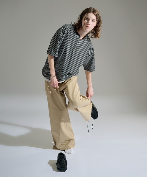WETTEMPT(ウィテンプト)の「HENLEY NECK BORDER S/S TEE / ヘンリーネックボーダー S/S T(Tシャツ/カットソー・メンズ・ブラック/ブラック系2/オフホワイト・LARGE/MEDIUM/SMALL)」の9枚目の写真