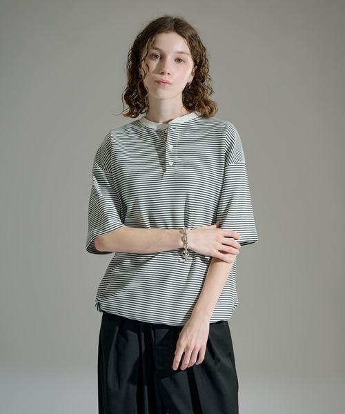 WETTEMPT(ウィテンプト)の「HENLEY NECK BORDER S/S TEE / ヘンリーネックボーダー S/S T(Tシャツ/カットソー・メンズ・ブラック/ブラック系2/オフホワイト・LARGE/MEDIUM/SMALL)」の15枚目の写真