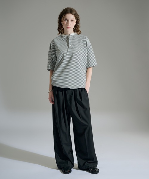 WETTEMPT(ウィテンプト)の「HENLEY NECK BORDER S/S TEE / ヘンリーネックボーダー S/S T(Tシャツ/カットソー・メンズ・ブラック/ブラック系2/オフホワイト・LARGE/MEDIUM/SMALL)」の19枚目の写真