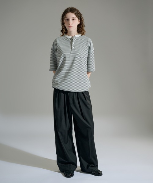 WETTEMPT(ウィテンプト)の「HENLEY NECK BORDER S/S TEE / ヘンリーネックボーダー S/S T(Tシャツ/カットソー・メンズ・ブラック/ブラック系2/オフホワイト・LARGE/MEDIUM/SMALL)」の22枚目の写真