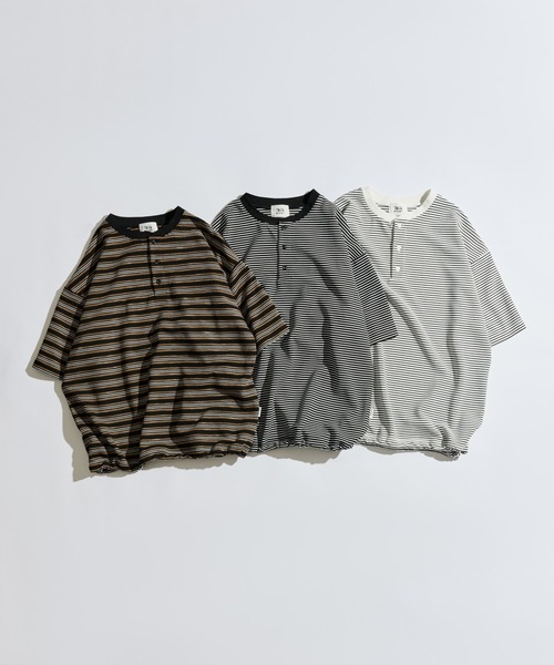 WETTEMPT(ウィテンプト)の「HENLEY NECK BORDER S/S TEE / ヘンリーネックボーダー S/S T(Tシャツ/カットソー・メンズ・ブラック/ブラック系2/オフホワイト・LARGE/MEDIUM/SMALL)」の4枚目の写真