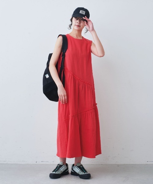 mensha!(メンシャ)の「mensha! ガーゼでドレスアップ! フリルノースリーブワンピース(ワンピース・レディース・ブルー/レッド/パープル・L/M/MP/LL/3L)」の4枚目の写真