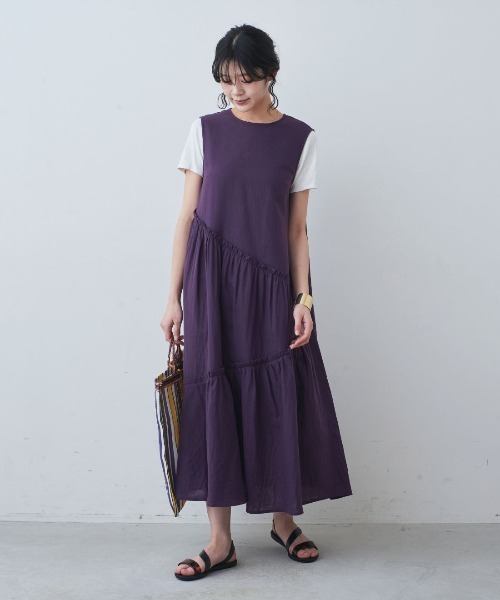mensha!(メンシャ)の「mensha! ガーゼでドレスアップ! フリルノースリーブワンピース(ワンピース・レディース・ブルー/レッド/パープル・L/M/MP/LL/3L)」の7枚目の写真