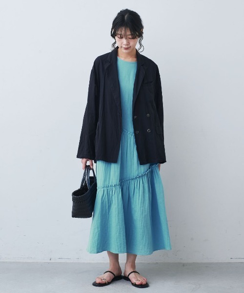 mensha!(メンシャ)の「mensha! ガーゼでドレスアップ! フリルノースリーブワンピース(ワンピース・レディース・ブルー/レッド/パープル・L/M/MP/LL/3L)」の8枚目の写真