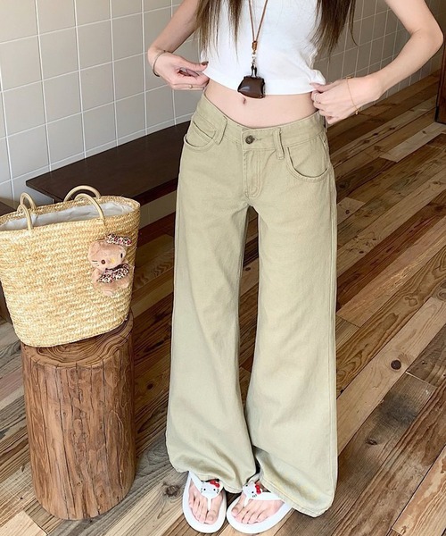 meJane(ミージェーン)の「ワイドストレート チノパンツ(チノパンツ・レディース・ウィート・L/M/S)」の1枚目の写真