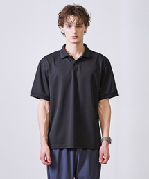 BASIC HOUSE（ベーシックハウス）の「UNI クールメッシュ冷感通気性機能性セミオーバーカラーハーフTシャツ ブラック（ポロシャツ）」