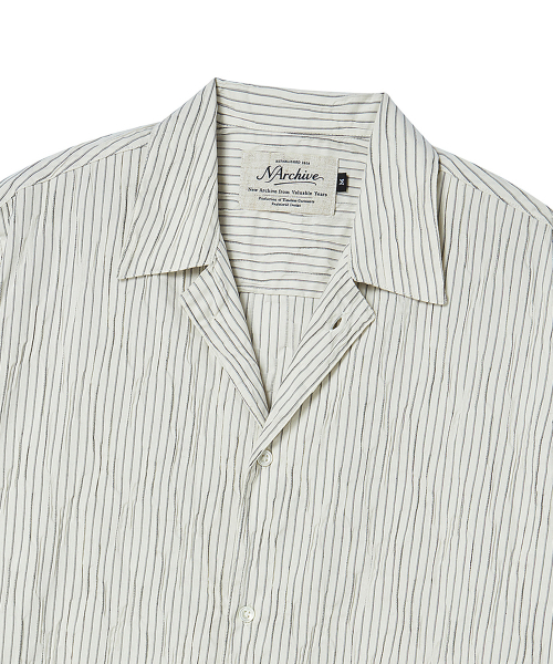 Beyond Closet（-）の「[COLLECTION LINE] エアリー ハンドメイド ストライプ オープンカラー 半袖シャツ アイボリー（Tシャツ/カットソー・メンズ・その他・MEDIUM/LARGE）」の6枚目の写真