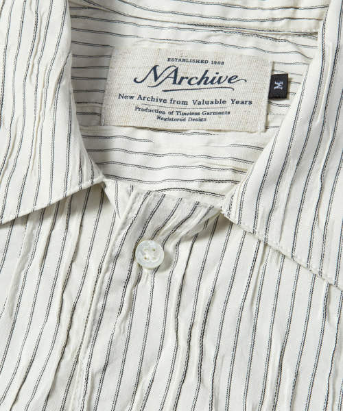 Beyond Closet（-）の「[COLLECTION LINE] エアリー ハンドメイド ストライプ オープンカラー 半袖シャツ アイボリー（Tシャツ/カットソー・メンズ・その他・MEDIUM/LARGE）」の9枚目の写真