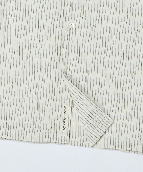 Beyond Closet（-）の「[COLLECTION LINE] エアリー ハンドメイド ストライプ オープンカラー 半袖シャツ アイボリー（Tシャツ/カットソー・メンズ・その他・MEDIUM/LARGE）」の10枚目の写真