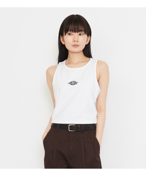 Dickies（ディッキーズ）の「ロゴタンクトップ（タンクトップ・レディース・ホワイト/ピンク/ブラック・X-SMALL/SMALL/MEDIUM）」の2枚目の写真