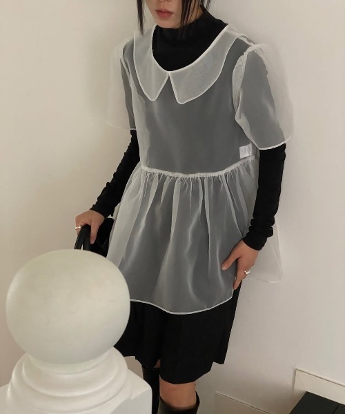 FAVORITO（ファヴォリート）の「シースルーアウター（シャツ/ブラウス・レディース・ブラック/ピンク/ホワイト・F）」の10枚目の写真