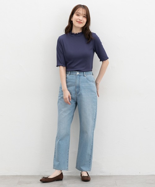 CINEMA CLUB(シネマクラブ)の「【ハニさら・接触冷感・UVカット・遮熱】5分袖メローハイネックT(Tシャツ/カットソー・レディース・レッド/ダークブルー/ブラック/グレイッシュベージュ/ダークブラウン・L/LL/M/S)」の10枚目の写真