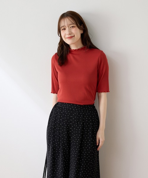 CINEMA CLUB(シネマクラブ)の「【ハニさら・接触冷感・UVカット・遮熱】5分袖メローハイネックT(Tシャツ/カットソー・レディース・レッド/ダークブルー/ブラック/グレイッシュベージュ/ダークブラウン・L/LL/M/S)」の15枚目の写真