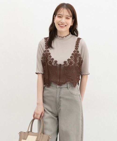 CINEMA CLUB(シネマクラブ)の「【ハニさら・接触冷感・UVカット・遮熱】5分袖メローハイネックT(Tシャツ/カットソー・レディース・レッド/ダークブルー/ブラック/グレイッシュベージュ/ダークブラウン・L/LL/M/S)」の18枚目の写真