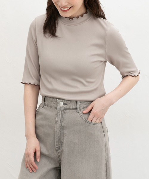CINEMA CLUB(シネマクラブ)の「【ハニさら・接触冷感・UVカット・遮熱】5分袖メローハイネックT(Tシャツ/カットソー・レディース・レッド/ダークブルー/ブラック/グレイッシュベージュ/ダークブラウン・L/LL/M/S)」の20枚目の写真