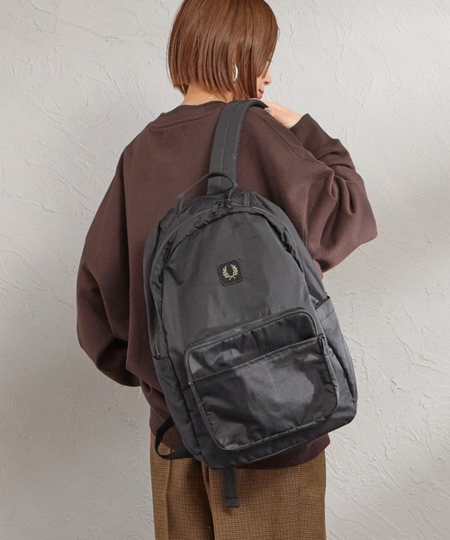 フレッドペリー ブラック リュック WEB先行予約】[FRED PERRY/フレッドペリー] クリンクル ナイロンバック