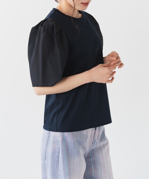Nunc.(ヌンク)の「パフスリーブシアー切替プルオーバー(Tシャツ/カットソー・レディース・ネイビー/ラベンダー/オフホワイト・FREE)」の13枚目の写真