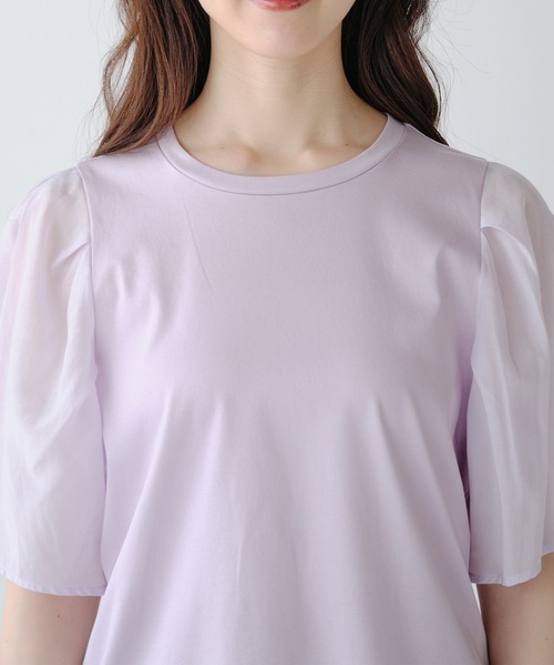 Nunc.(ヌンク)の「パフスリーブシアー切替プルオーバー(Tシャツ/カットソー・レディース・ネイビー/ラベンダー/オフホワイト・FREE)」の15枚目の写真