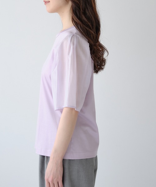 Nunc.(ヌンク)の「パフスリーブシアー切替プルオーバー(Tシャツ/カットソー・レディース・ネイビー/ラベンダー/オフホワイト・FREE)」の18枚目の写真