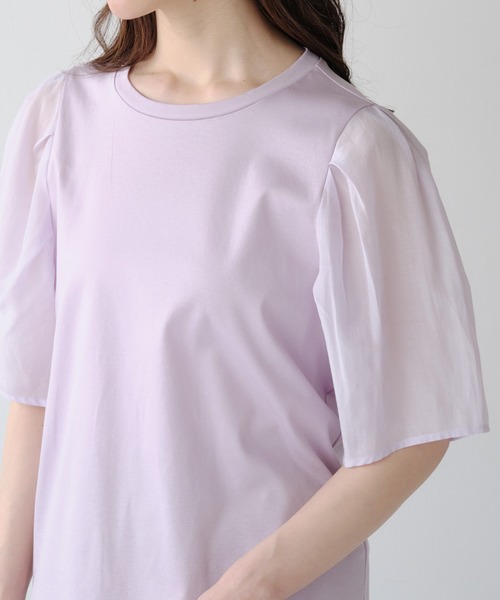Nunc.(ヌンク)の「パフスリーブシアー切替プルオーバー(Tシャツ/カットソー・レディース・ネイビー/ラベンダー/オフホワイト・FREE)」の16枚目の写真