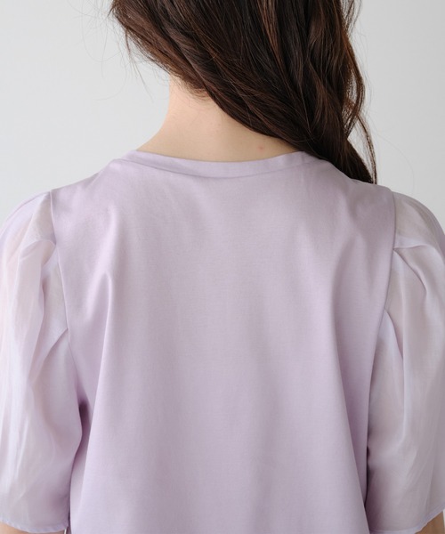 Nunc.(ヌンク)の「パフスリーブシアー切替プルオーバー(Tシャツ/カットソー・レディース・ネイビー/ラベンダー/オフホワイト・FREE)」の17枚目の写真