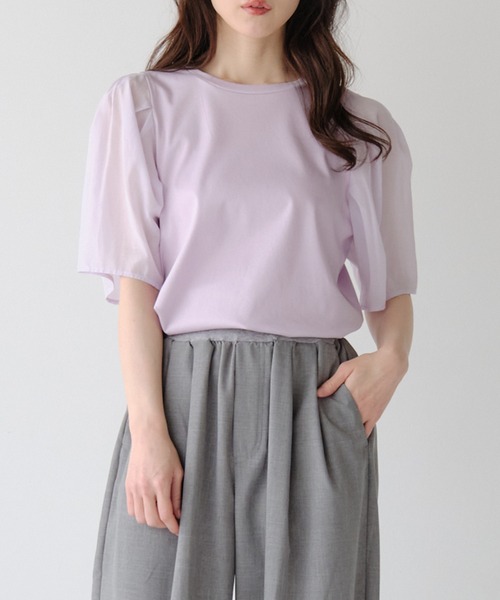Nunc.(ヌンク)の「パフスリーブシアー切替プルオーバー(Tシャツ/カットソー・レディース・ネイビー/ラベンダー/オフホワイト・FREE)」の22枚目の写真
