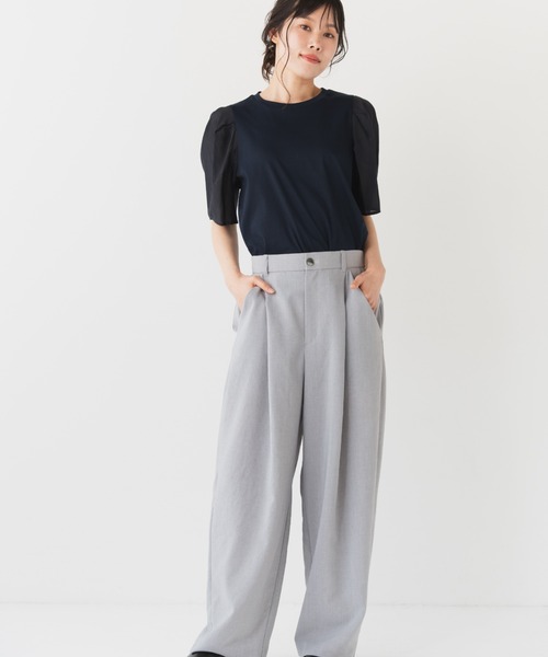 Nunc.(ヌンク)の「パフスリーブシアー切替プルオーバー(Tシャツ/カットソー・レディース・ネイビー/ラベンダー/オフホワイト・FREE)」の9枚目の写真