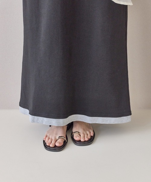 en CAnAF(エンカナフ)の「【一枚でこなれ見え】リブ ヘンリーネック レイヤード ノースリーブ ロングワンピース(ワンピース・レディース・グレー/モカ/ブラック・フリー)」の9枚目の写真