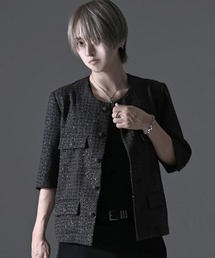 RUDOL（ルドル）の「『RUDOL/ルドル』ラメツイード5分袖ノーカラージャケット（ノーカラージャケット）」