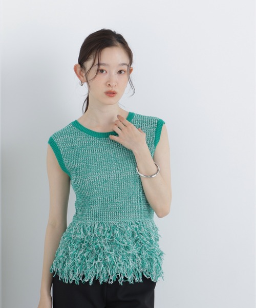 N.(N. Natural Beauty Basic)(エヌエヌナチュラルビューティーベーシック)の「フリンジニット(ニット/セーター・レディース・グリーン系/ブラック系その他2/ブラウン系その他・フリ-)」の21枚目の写真