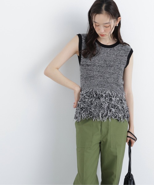 N.(N. Natural Beauty Basic)(エヌエヌナチュラルビューティーベーシック)の「フリンジニット(ニット/セーター・レディース・グリーン系/ブラック系その他2/ブラウン系その他・フリ-)」の7枚目の写真