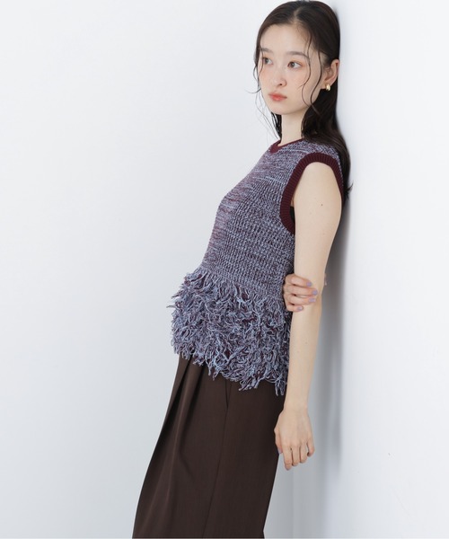 N.(N. Natural Beauty Basic)(エヌエヌナチュラルビューティーベーシック)の「フリンジニット(ニット/セーター・レディース・グリーン系/ブラック系その他2/ブラウン系その他・フリ-)」の14枚目の写真