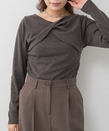 前後2WAY クロスデザイン 長袖Tシャツ カットソー