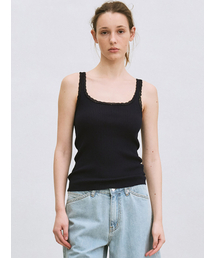 le | lace-trim sleeveless knit top (navy)(Tシャツ/カットソー)