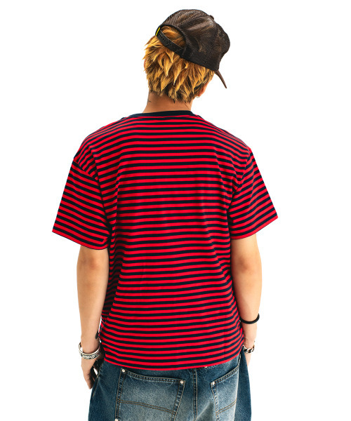 WKNDRS（ウィーキャンドース）の「[WKNDRS x GWAXNG] DULLY STRIPED T-SHIRT (RED)（Tシャツ/カットソー・レディース・その他・SMALL/MEDIUM/LARGE/X-LARGE）」の7枚目の写真