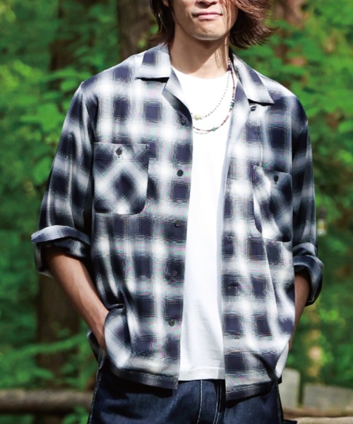 BEN DAVIS（ベンデイビス）の「OMBRE CHECK OP COL SHIRTS/オンブレチェックシャツ（シャツ/ブラウス・メンズ・ライトブルー/ブラック・LARGE/MEDIUM）」の4枚目の写真