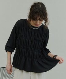Stretch Crinkle Shirred Tops / ストレッチ楊柳シャーリングトップス