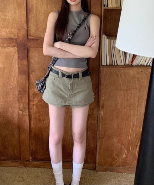 Vipoa(ヴィポア)の「Denim short culotte(デニムパンツ・レディース・カーキ・MEDIUM/SMALL)」の6枚目の写真