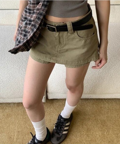 Vipoa(ヴィポア)の「Denim short culotte(デニムパンツ・レディース・カーキ・MEDIUM/SMALL)」の8枚目の写真