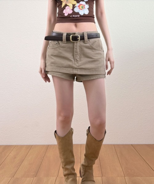 Vipoa(ヴィポア)の「Denim short culotte(デニムパンツ・レディース・カーキ・MEDIUM/SMALL)」の14枚目の写真