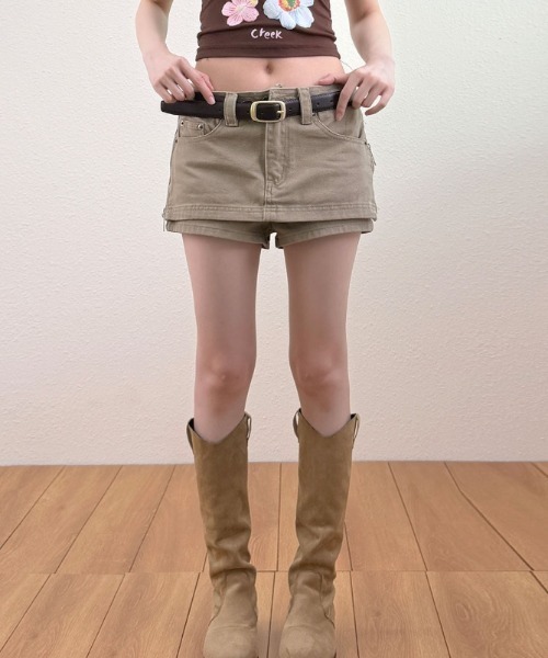 Vipoa(ヴィポア)の「Denim short culotte(デニムパンツ・レディース・カーキ・MEDIUM/SMALL)」の15枚目の写真