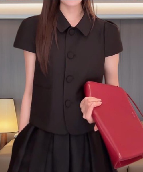 semplice（センプリチェ）の「シャツ【韓国ファッション】（シャツ/ブラウス・レディース・ブラック/ピンク・F）」の3枚目の写真