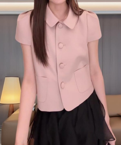 semplice（センプリチェ）の「シャツ【韓国ファッション】（シャツ/ブラウス・レディース・ブラック/ピンク・F）」の8枚目の写真